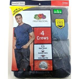 FRUIT OF THE LOOM T-Shirts  Men's S 34-36  NWT  Crewneck 4-pk Tees  Blue/Gray